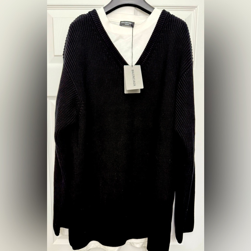 Men’s Balenciaga t-shirt layered knit sweater